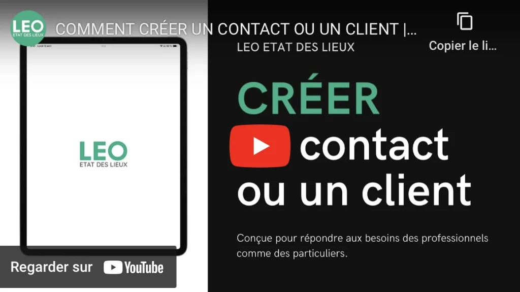 CREER UN CONTACT OU CLIENT APPLICATION LEO ETAT DES LIEUX